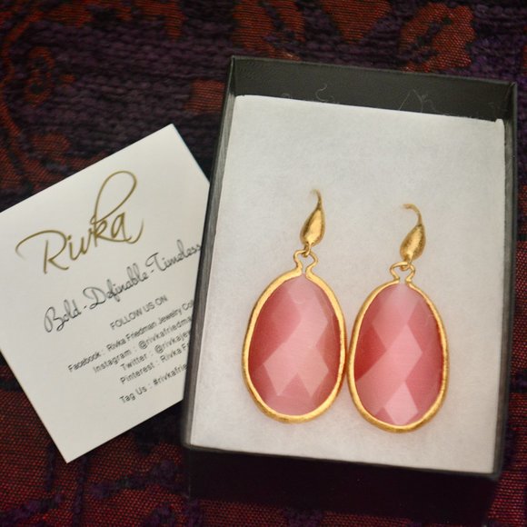 Bezel Set Teardrop Crystal Hook Dangle Earrings - Picture 2 of 3